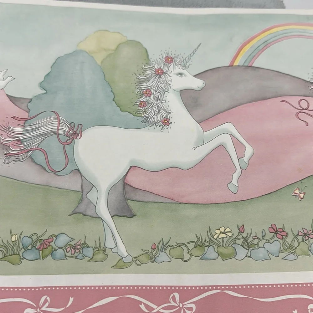 Vintage Borden Unicorn Rainbow Princess Wallpaper Border #WB350 (New)